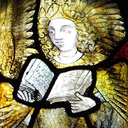 15th Century Angel Stained Glass in the Trinity Chapel of Cirencester Church