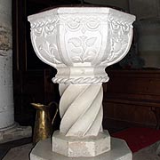 Font from Wallingford Castle in Chalgrove Church