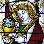 Medieval Stained Glass Figure of St. John the Evangelist in Ludlow Church