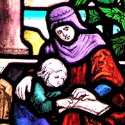King Alfred learning to read as a Boy, with the help of his mother, Queen Osberga