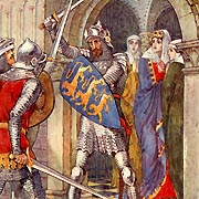 Sir Lancelot defends Queen Guinevere