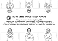 Six Wives of Henry VIII Finger Puppets Sheet