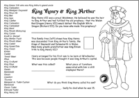 Tudor Arthurian Heritage Activity Sheet